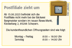 Postfiliale Scheyern zieht in neuen rewe