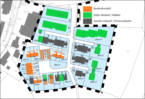 Parzellenplan Südhang - Baulandmodell 12-2025 Parzellenplan Südhang - Baulandmodell 12-2025