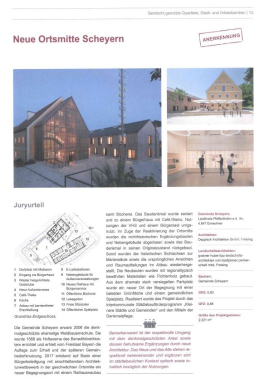 Preis für Baukultur der Metropolienregion München 2025 - Anerkennung für Neue Ortsmitte Scheyern Preis für Baukultur der Metropolienregion München 2025 - Anerkennung für Neue Ortsmitte Scheyern